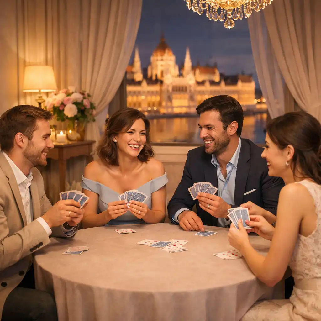 Baráti társaság privát offline póker esten, elegáns környezetben